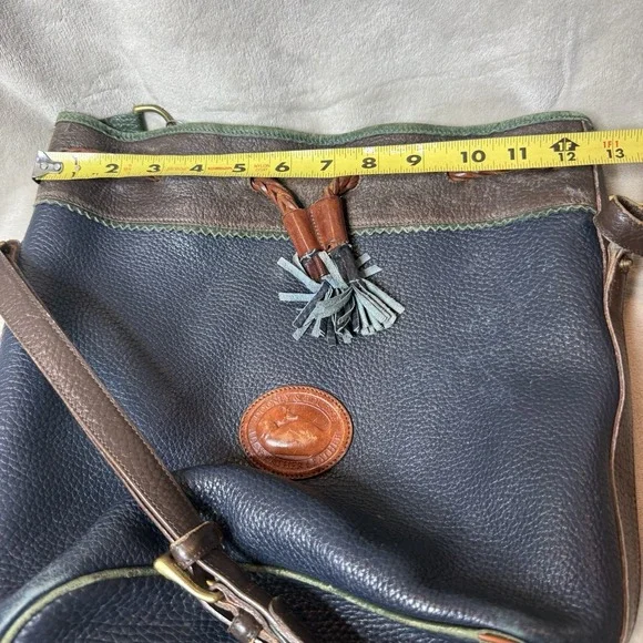 Dooney & Bourke Vintage Navy Pebbled Leather Teton Bucket Drawstring Bag - Picture 13 of 16